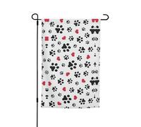 Ce drapeau de jardin imprimé patte de chat cœur chiot est la bienvenue aux invités dans votre maison avec un style unique. Parfait pour n'importe quelle terrasse, patio, porche ou véranda et fait de