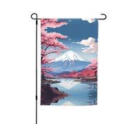 Ce drapeau de jardin imprimé paysage du mont Fuji du Japon est la bienvenue aux invités dans votre maison avec un style unique. Parfait pour n'importe quelle terrasse, patio, porche ou véranda et fait