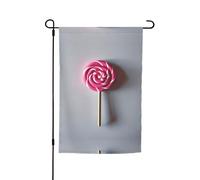 Ce drapeau de jardin imprimé sucettes est la bienvenue aux invités dans votre maison avec un style unique. Parfait pour n'importe quelle terrasse, patio, porche ou véranda et fait de charmantes