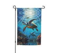 Ce drapeau de jardin imprimé tortues de mer est la bienvenue aux invités dans votre maison avec un style unique. Parfait pour n'importe quelle terrasse, patio, porche ou véranda et fait de charmantes