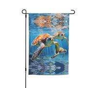 Ce drapeau de jardin imprimé tortues de mer est la bienvenue aux invités dans votre maison avec un style unique. Parfait pour n'importe quelle terrasse, patio, porche ou véranda et fait de charmantes