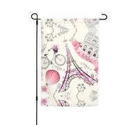 Ce drapeau de jardin imprimé tour de Paris et vélo est la bienvenue aux invités dans votre maison avec un style unique. Parfait pour n'importe quelle terrasse, patio, porche ou véranda et faites de