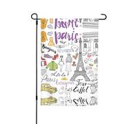 Ce drapeau de jardin imprimé Tour Eiffel de Paris est la bienvenue aux invités dans votre maison avec un style unique. Parfait pour n'importe quelle terrasse, patio, porche ou véranda et fait de