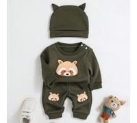 Ce ensemble pour nouveau-né garçon comprend un Top et un pantalon, conçu avec un motif adorable de raton laveur de dessin animé, fabriqué avec des tissus de qualité et un design réfléchi pour offrir c