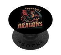 Ce garçon Aime Dragons Boys Dragon PopSockets PopGrip Adhésif