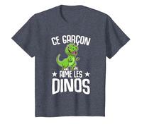 Ce Garçon Aime Les Dinos Drôle Dinosaure T-Shirt, Enfant, Bleu Chiné, 10 Ans