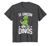 Ce Garçon Aime Les Dinos Drôle Dinosaure T-Shirt, Enfant, Chiné Foncé, 4 Ans