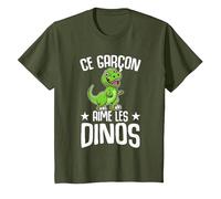 Ce Garçon Aime Les Dinos Drôle Dinosaure T-Shirt, Enfant, Olive, 2 Ans