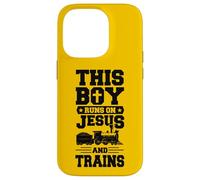 Ce garçon Court sur Jésus et s'entraîne Chrétien Train Buff Coque pour iPhone 14 Pro