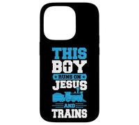 Ce garçon Court sur Jésus et s'entraîne Chrétien Train Buff Coque pour iPhone 14 Pro