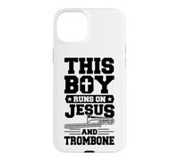 Ce garçon Court sur Jésus et Son Trombone Coque pour iPhone 15 Plus