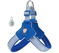 Ce Harnais Anti-Traction en Forme de Y est spécialement conçu pour Les Chinese Crested Il est équipé d'une lumière LED, de Bandes réfléchissantes et d'un Gilet rembourré, Confortable et respi Blue XS