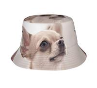 Ce joli chapeau cloche pour adulte en forme de chihuahua est adapté pour la plage, le camping, la pêche, les loisirs en plein air, etc, Chihuahua mignon, taille unique