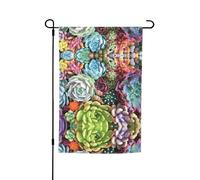 Ce joli drapeau de jardin imprimé succulentes est la bienvenue aux invités dans votre maison avec un style unique. Parfait pour n'importe quelle terrasse, patio, porche ou véranda et fait de