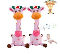 Ce Jouet Girafe Musicale et dansante répète ce Que Vous Dites, s'illumine, se tortille, Chante et imite Une Peluche. Convient également aux bébés Qui Peuvent Jouer sur Leur Ventre.(Pink*2,Battery)