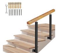 Ce kit de Main Courante réglable en Fer forgé pour escaliers extérieurs Comprend Une rambarde latérale en Bois, Compatible avec 3 à 4 marches, d'une Hauteur de 95 cm. Sa robustesse et Son St
