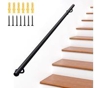 Ce kit de Rampe d'escalier en Fer forgé Comprend Une Main Courante antidérapante en métal à Fixation Murale pour marches intérieures/extérieures et Une Barre d'appui Clete Durable pour Plus