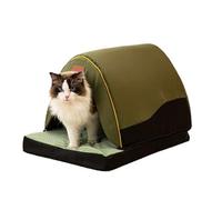 Ce lit pour chat amovible est conçu pour les chats de catégorie Highlander. | Niche fermée et lit ouvert 2 en 1 pour chat Offre un espace de repos sécurisé Fond moelleux pour un confort optimal