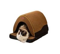 Ce lit pour chat amovible est conçu pour les chats de catégorie Highlander. | Niche fermée et lit ouvert 2 en 1 pour chat Offre un espace de repos sécurisé Fond moelleux pour un confort optimal
