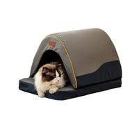 Ce lit pour chat amovible est conçu pour les chats de catégorie Highlander. | Niche fermée et lit ouvert 2 en 1 pour chat Offre un espace de repos sécurisé Fond moelleux pour un confort optimal