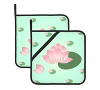 Ce lot de 2 tapis résistants à la chaleur avec motif fleurs de lotus attendant de fleurir est parfait pour la pâtisserie, les grillades et la cuisine quotidienne.