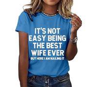 Ce n'est Pas Facile d'être la Meilleure épouse de T-Shirts de Crewneck pour Les Femmes (Bleu XXXL)