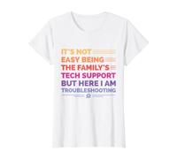 Ce n'est Pas Facile d'être Le Support Technique de la Famille - Vintage T-Shirt Graphique avec Valeur, Femme, Blanc, L