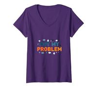 Ce n'est Pas Mon problème : Une Attitude insouciante pour soulager Le Stress T-Shirt avec Col en V, Femme, Violet, L