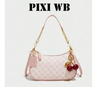 Ce nouveau sac rose à la mode et classique est fabriqué en matériau PU imperméable, avec une décoration à motif de lettres. Il s'agit d'un sac à bandoulière en forme de croissant qui peut être utilisé