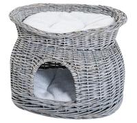 Panier chat lit chat cosy grand confort 56L x 37l x 40H cm 2 coussins amovibles osier gris