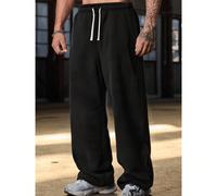 Ce pantalon de jogging casual pour hommes présente une coupe ample et droite avec une doublure thermique pour le confort et le tombé. Convenant aussi bien pour le port en intérieur qu'en extérieur, il