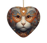 Ce pendentif en forme de cœur en céramique en forme de sapin de Noël œil de chat avec un motif est parfait pour les fêtes de Noël d'hiver et la décoration de la maison.