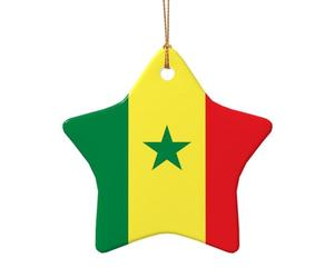 Ce pendentif en forme d'étoile en céramique avec motif d'arbre de Noël du Sénégal est parfait pour les fêtes de Noël d'hiver et la décoration de la maison.