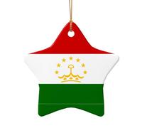 Ce pendentif en forme d'étoile en céramique avec motif de drapeau du Tadjikistan est parfait pour les fêtes de Noël d'hiver et la décoration de la maison.