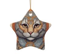 Ce pendentif en forme d'étoile en céramique en forme d'arbre de Noël œil de chat avec un motif est parfait pour les fêtes de Noël d'hiver et la décoration de la maison.