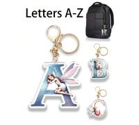 Ce porte-clés en acrylique avec lettrage, présentant un motif de fée fleurie, est parfait pour les filles. Il peut être utilisé comme pendentif pour écouteurs, pendentif de sac ou porte-clés de voitur