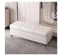 Ce Pouf Coffre Moderne en Tissu capitonné Blanc de 60 cm avec Couvercle à charnières est Un Repose-Pieds élégant idéal pour Le Salon ou comme Banc à Chaussures au Pied du lit.