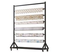 Ce présentoir Mobile à roulettes pour Rouleaux de Tissu, avec Support de Sol, facilite l'organisation et Le Transport à Domicile et Lors d'expositions.