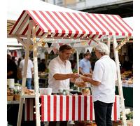 Ce présentoir Pliable pour étal de marché avec auvent, Chariot de Vente ambulant Portable pour marchés de producteurs, Restauration de Rue, foires et événements (Orange 1, 120 cm)