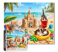 Ce Puzzle de 1000 pièces sur Le thème des Chats est idéal pour Les Adultes et Les familles (Plage, Vacances d'été). Les pièces s'emboîtent Parfaitement. Dimensions : 50 x 70 cm. Encadrement Possible.
