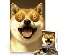 Ce Puzzle Shiba Adore Le Bitcoin, 1000 pièces, pour Adolescents, Jeu de logique Stimulant, activité à la Maison, Bords Transparents, Cadeau précieux 38x52cm