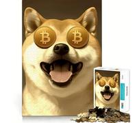 Ce Puzzle Shiba Adore Le Bitcoin, 1000 pièces, pour Adolescents, Jeu de logique Stimulant, activité à la Maison, Bords Transparents, Cadeau précieux 38x52cm