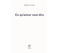 Ce qu'aimer veut dire Prix Médicis 2011 - Mathieu Lindon - P.o.l. - broché - Roman