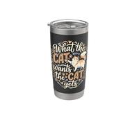 Ce que veut le chat Le chat se fait gâter Gobelet isotherme en acier inoxydable double paroi