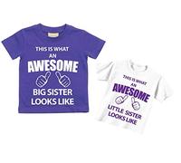 CE qu'un Awesome Big Sister Little Sister T-shirt de Violet Blanc pour bébé enfants Disponible en tailles 0-6 mois pour 14-15 ans Nouveau bébé sœur Cadeau violet violet Little 7-8 Years Big 12-13 Years