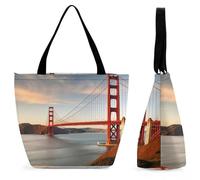 Ce sac à provisions pour femme Golden Gate Bridge pliable et lavable adopte la technologie d'impression haute définition, avec des motifs clairs et des couleurs riches. Il y a beaucoup de motifs au