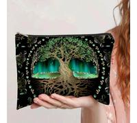 Ce sac cosmétique à la mode représentant un arbre du monde est fabriqué en polyester, très adapté pour les voyages de vacances et l'utilisation quotidienne. C'est un excellent cadeau pour les femmes e