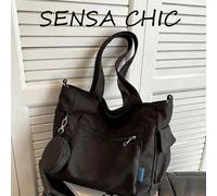 Ce sac en canevas multifonctionnel à la mode et classique de grande capacité avec design de poche peut être porté à l'épaule ou tenu à la main. Ce sac en canevas décontracté au style universitaire est