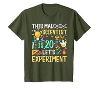 Ce Scientifique Fou a 20 Ans d'anniversaire de Chimie T-Shirt, Enfant, Olive, 8 Ans