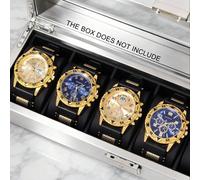 Ce set de 4 montres pour hommes avec blocs de couleur or et bleu est un excellent choix de cadeau et d'accessoire pour hommes. Avec son design bicolore or et bleu, associé à un cadran à rivets, il con